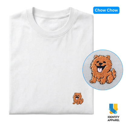 Chow Chow Embroidered Premium Cotton Plain T-Shirt