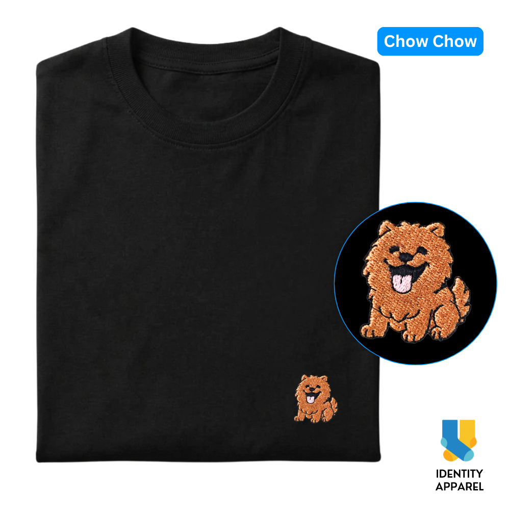 Chow Chow Embroidered Premium Cotton Plain T-Shirt