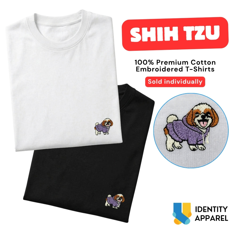 Shih Tzu Embroidered Premium Cotton Unisex T-Shirt | Cozy Pup Collection IDENTITY Apparel