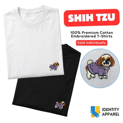 Shih Tzu Embroidered Premium Cotton Unisex T-Shirt | Cozy Pup Collection IDENTITY Apparel
