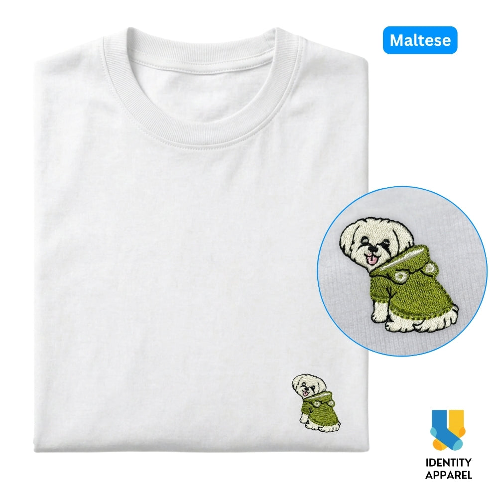Maltese Embroidered Premium Cotton Unisex T-Shirt | Cozy Pup Collection IDENTITY Apparel