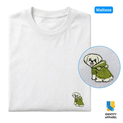Maltese Embroidered Premium Cotton Unisex T-Shirt | Cozy Pup Collection IDENTITY Apparel