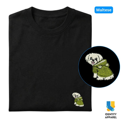 Maltese Embroidered Premium Cotton Unisex T-Shirt | Cozy Pup Collection IDENTITY Apparel