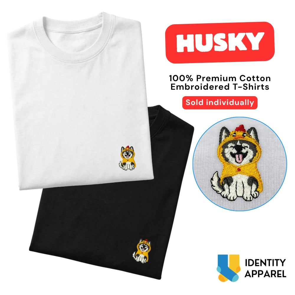 Husky Embroidered Premium Cotton Unisex T-Shirt | Cozy Pup Collection IDENTITY Apparel