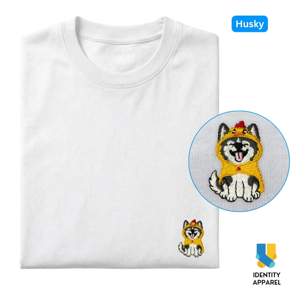 Husky Embroidered Premium Cotton Unisex T-Shirt | Cozy Pup Collection IDENTITY Apparel