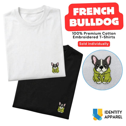 Frenchie Embroidered Premium Cotton Unisex T-Shirt | Cozy Pup Collection IDENTITY Apparel