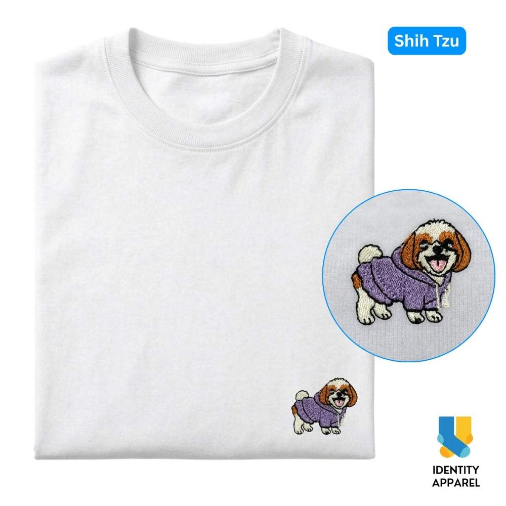 Shih Tzu Embroidered Premium Cotton Unisex T-Shirt | Cozy Pup Collection IDENTITY Apparel
