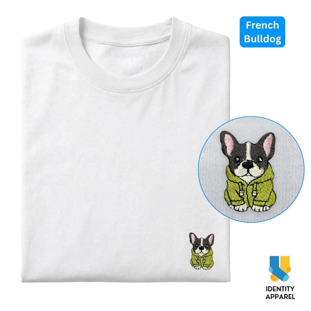 Frenchie Embroidered Premium Cotton Unisex T-Shirt | Cozy Pup Collection IDENTITY Apparel