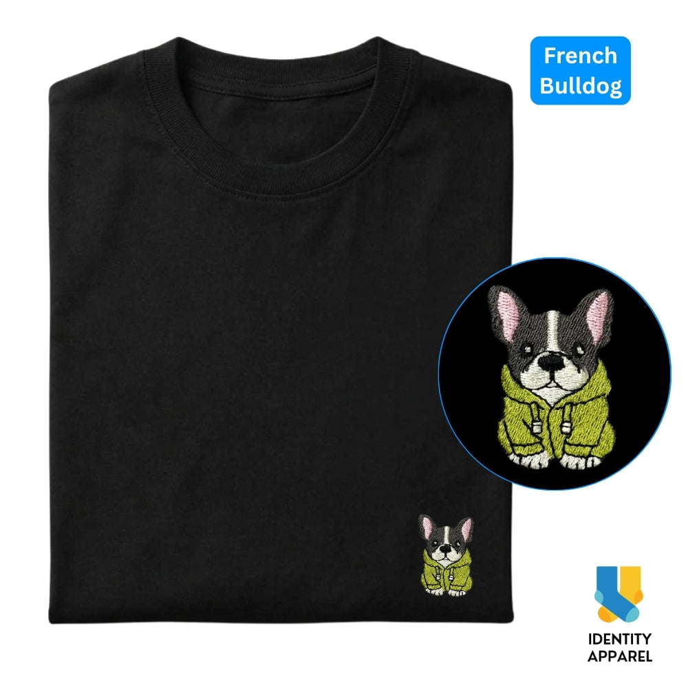 Frenchie Embroidered Premium Cotton Unisex T-Shirt | Cozy Pup Collection IDENTITY Apparel