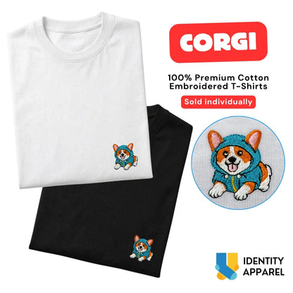 Corgi Embroidered Premium Cotton Unisex T-Shirt | Cozy Pup Collection IDENTITY Apparel