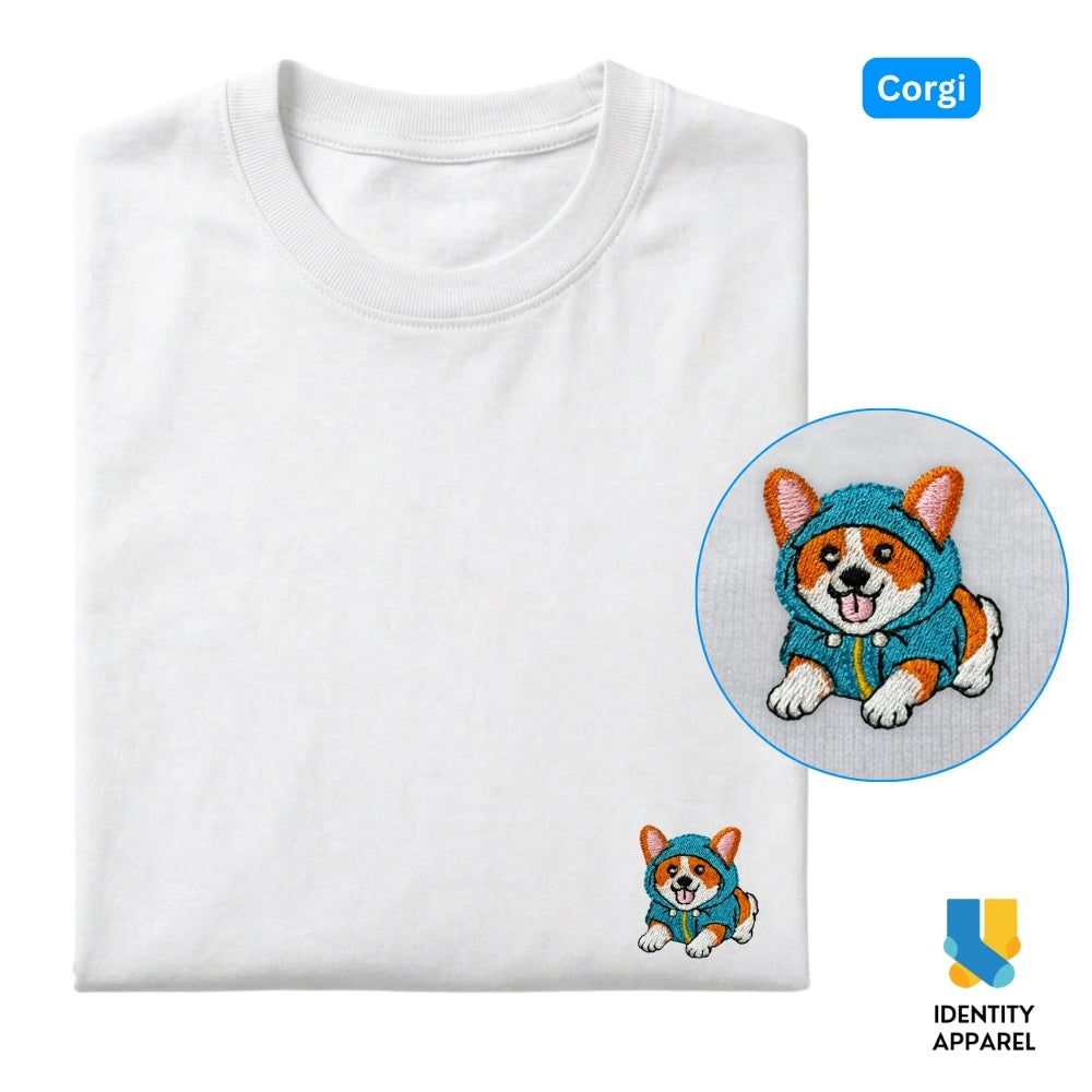 Corgi Embroidered Premium Cotton Unisex T-Shirt | Cozy Pup Collection IDENTITY Apparel