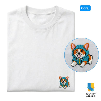 Corgi Embroidered Premium Cotton Unisex T-Shirt | Cozy Pup Collection IDENTITY Apparel