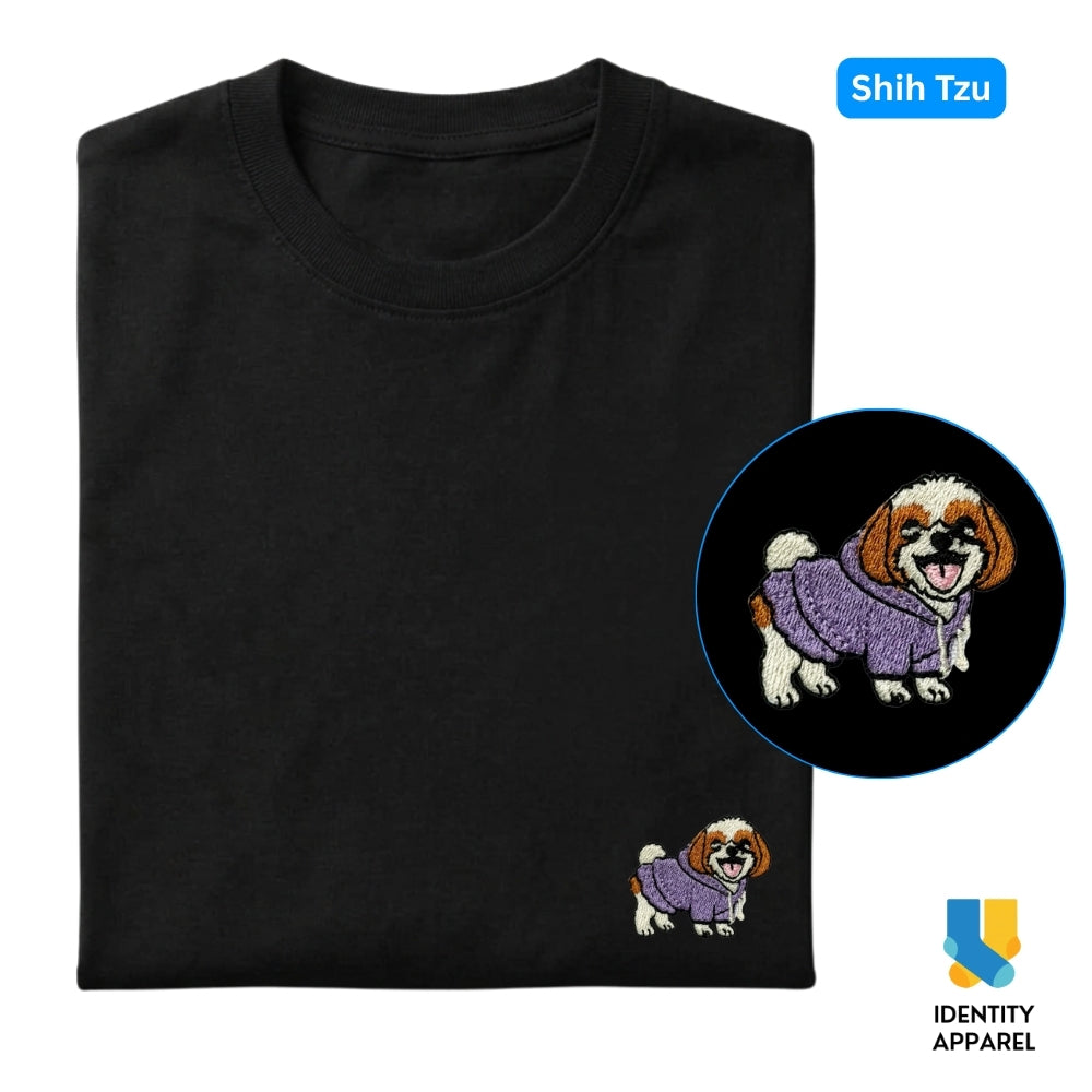 Shih Tzu Embroidered Premium Cotton Unisex T-Shirt | Cozy Pup Collection IDENTITY Apparel