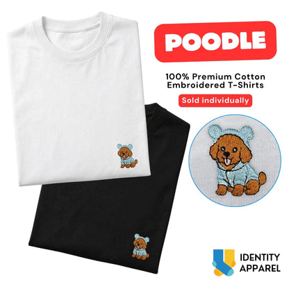 Poodle Embroidered Premium Cotton Unisex T-Shirt | Cozy Pup Collection IDENTITY Apparel