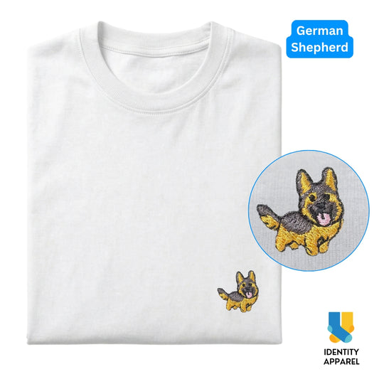German Shepherd Embroidered Premium Cotton Plain T-Shirt
