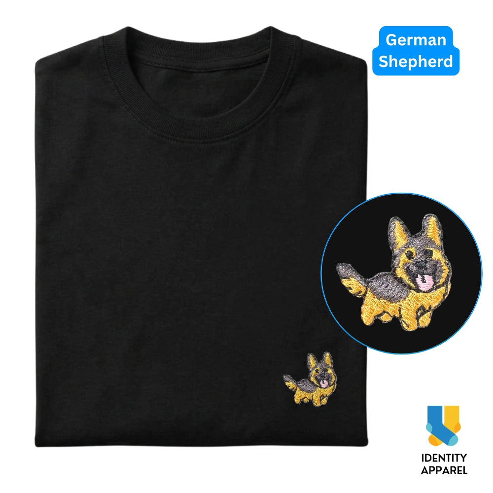 German Shepherd Embroidered Premium Cotton Plain T-Shirt