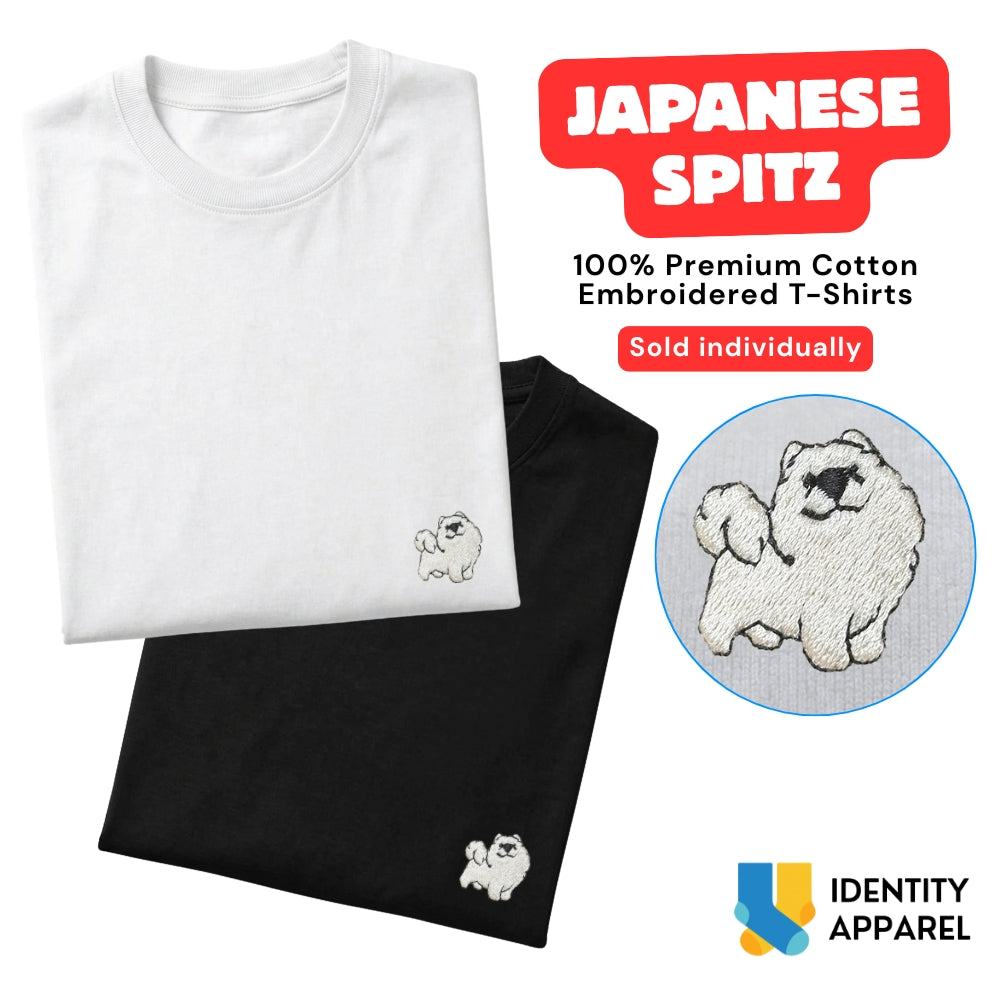 Japanese Spitz Embroidered Premium Cotton Plain T-Shirt
