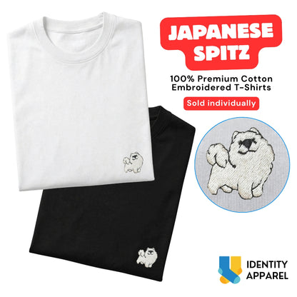 Japanese Spitz Embroidered Premium Cotton Plain T-Shirt