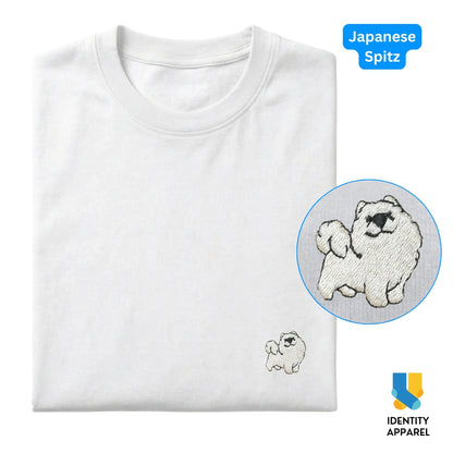 Japanese Spitz Embroidered Premium Cotton Plain T-Shirt