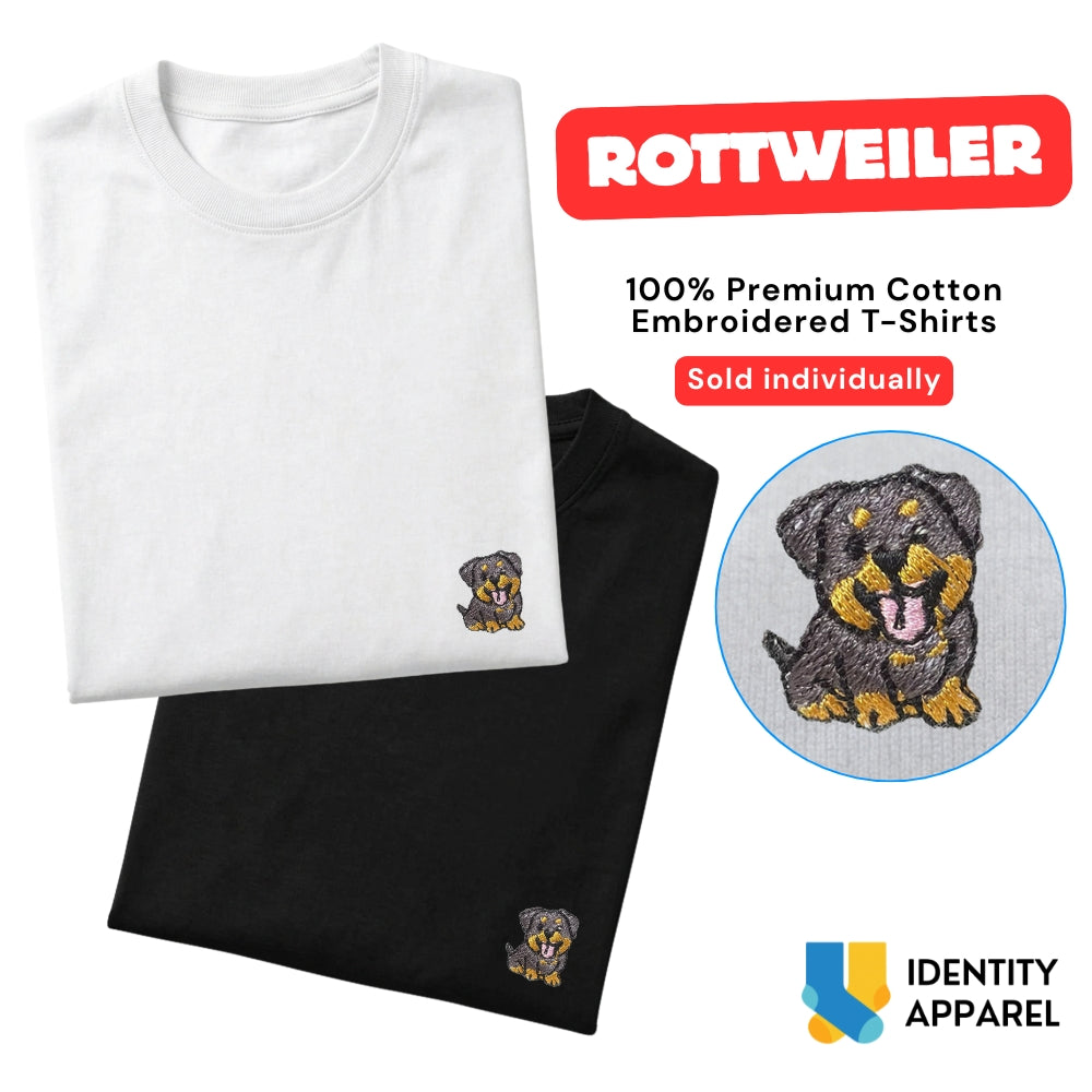 Rottweiler Embroidered Premium Cotton Plain T-Shirt
