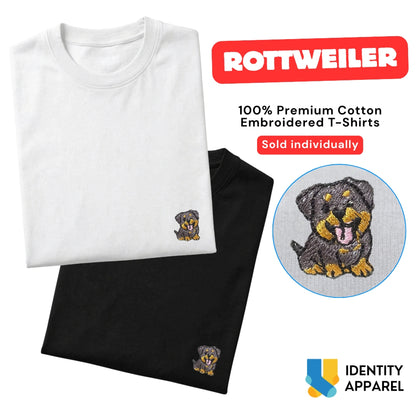 Rottweiler Embroidered Premium Cotton Plain T-Shirt