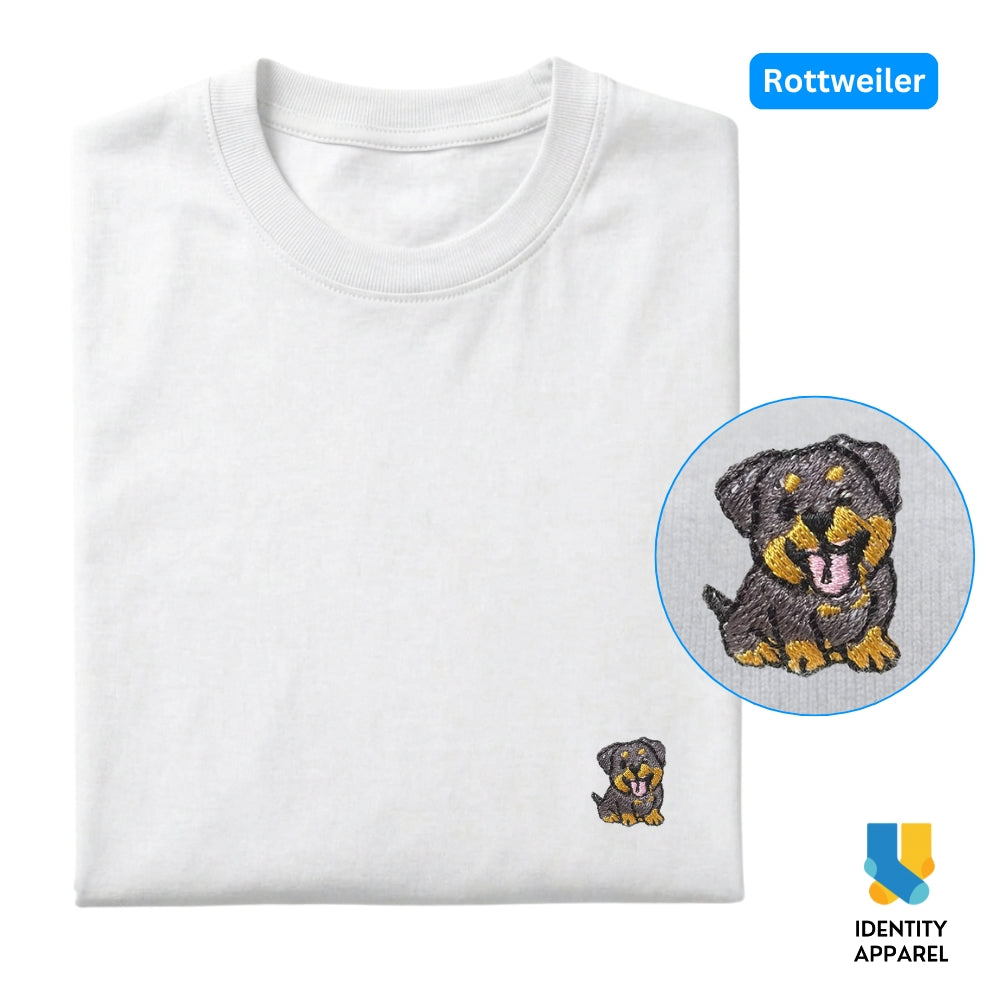 Rottweiler Embroidered Premium Cotton Plain T-Shirt