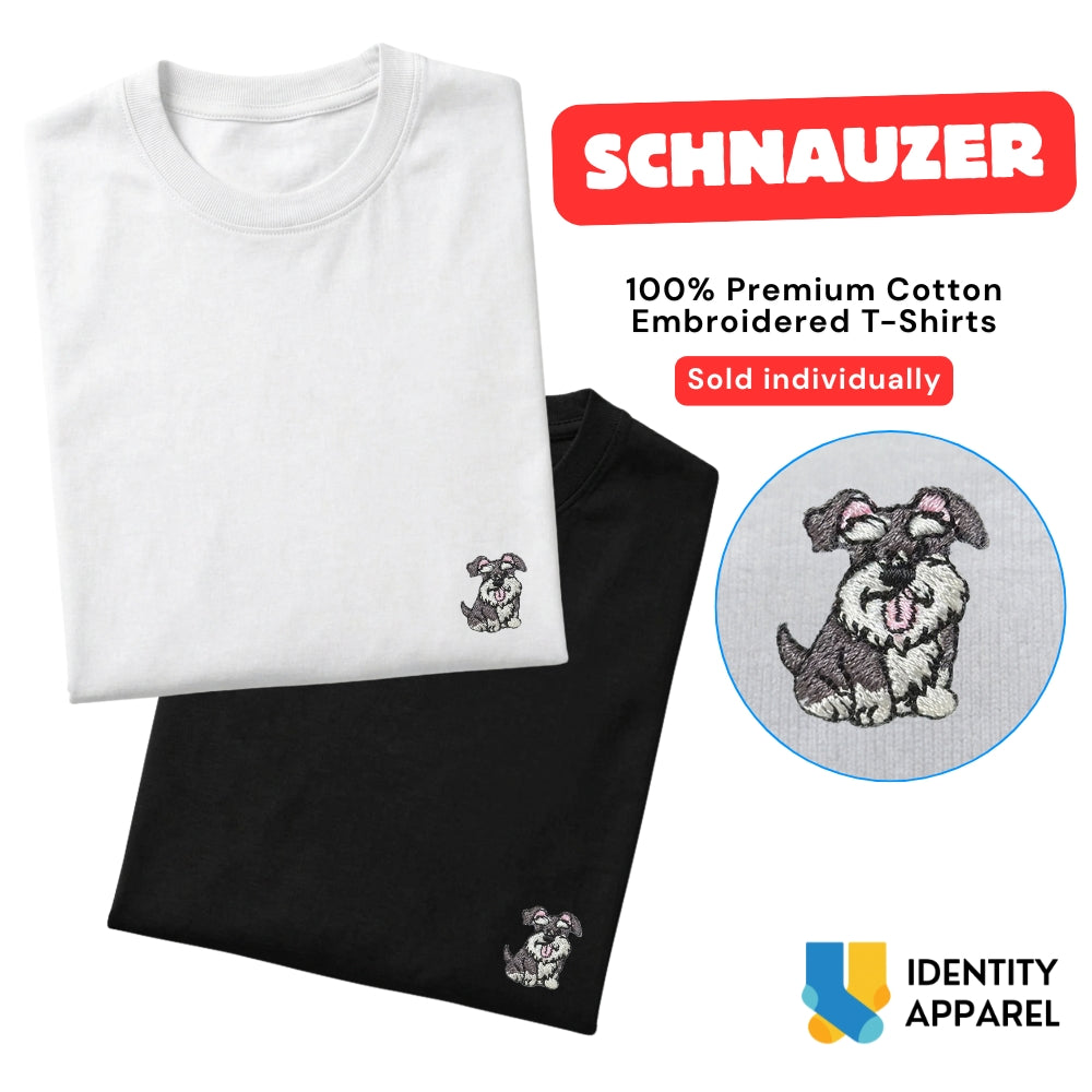 Schnauzer Embroidered Premium Cotton Plain T-Shirt