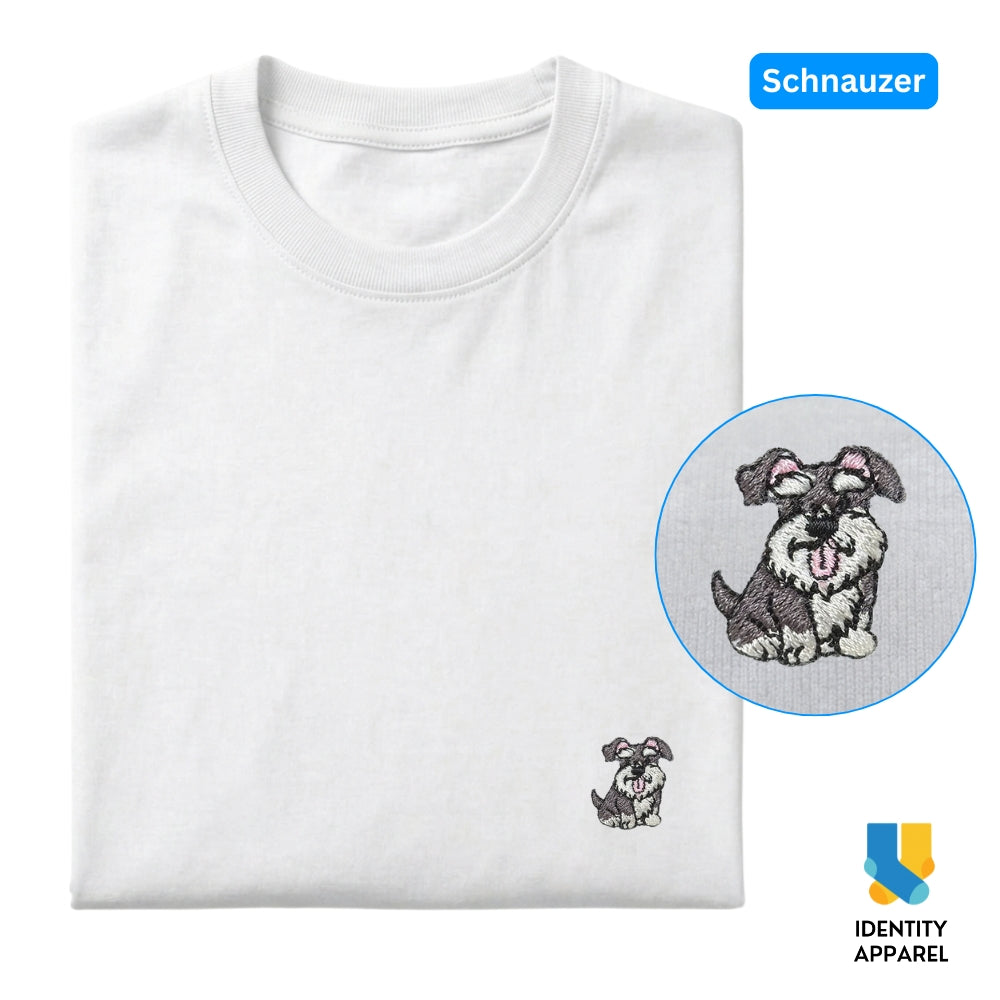 Schnauzer Embroidered Premium Cotton Plain T-Shirt