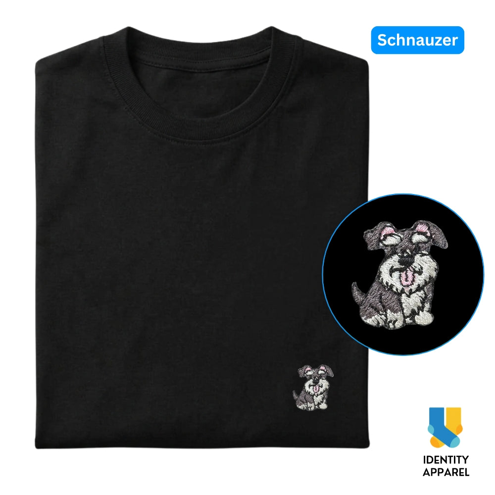 Schnauzer Embroidered Premium Cotton Plain T-Shirt