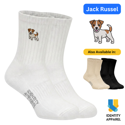 Jack Russell Terrier Embroidered Premium Cotton Socks | Pup Culture Collection