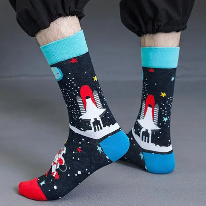 Rocketship Printed Crew Length Socks