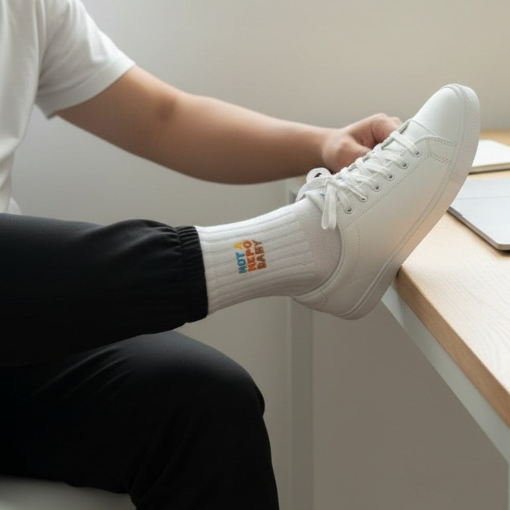 NOT A NEPO BABY - Limited Edition Embroidered Political Statement Socks
