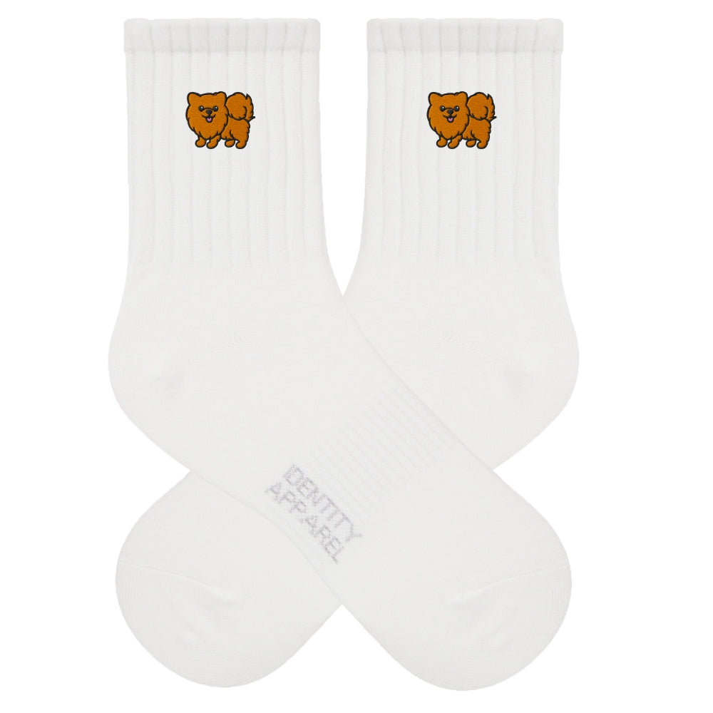 Pomeranian Embroidered Cotton Socks for Dog Lovers | Pup Culture Collection