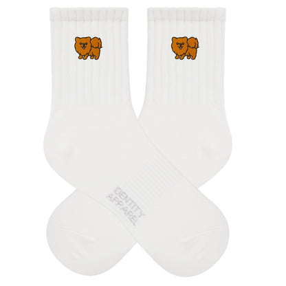 Pomeranian Embroidered Cotton Socks for Dog Lovers | Pup Culture Collection