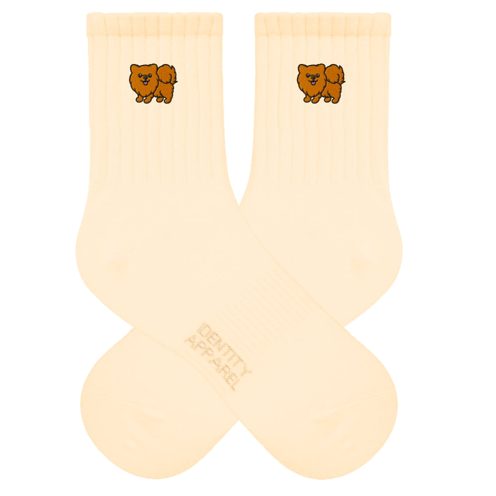 Pomeranian Embroidered Cotton Socks for Dog Lovers | Pup Culture Collection