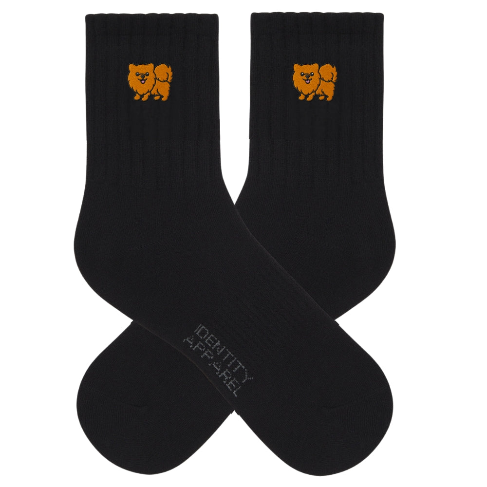 Pomeranian Embroidered Cotton Socks for Dog Lovers | Pup Culture Collection