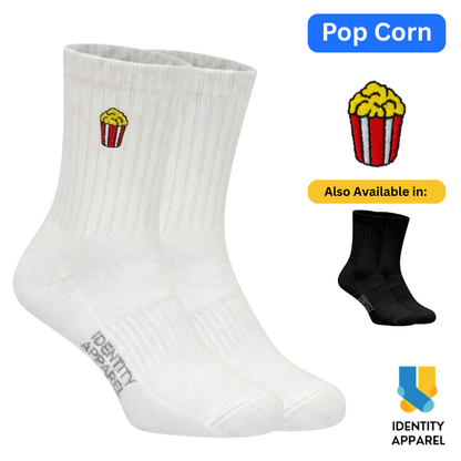 Popcorn Embroidered Basic Cotton Socks