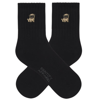 Pug Embroidered Cotton Socks for Dog Lovers | Pup Culture Collection