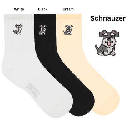 Schnauzer Embroidered Cotton Socks for Dog Lovers | Pup Culture Collection