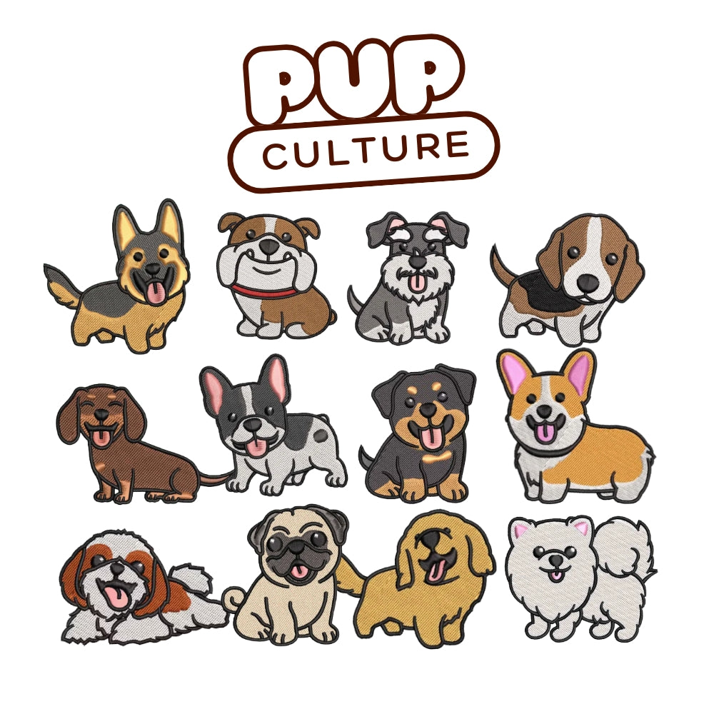 Pup Culture Embroidered Collection Basic Crew Length High Cut Cotton Socks with Arch Support