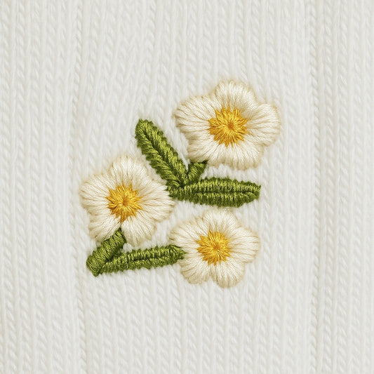 Sampaguita Embroidered Cotton Socks | Tropical Blooms Collection