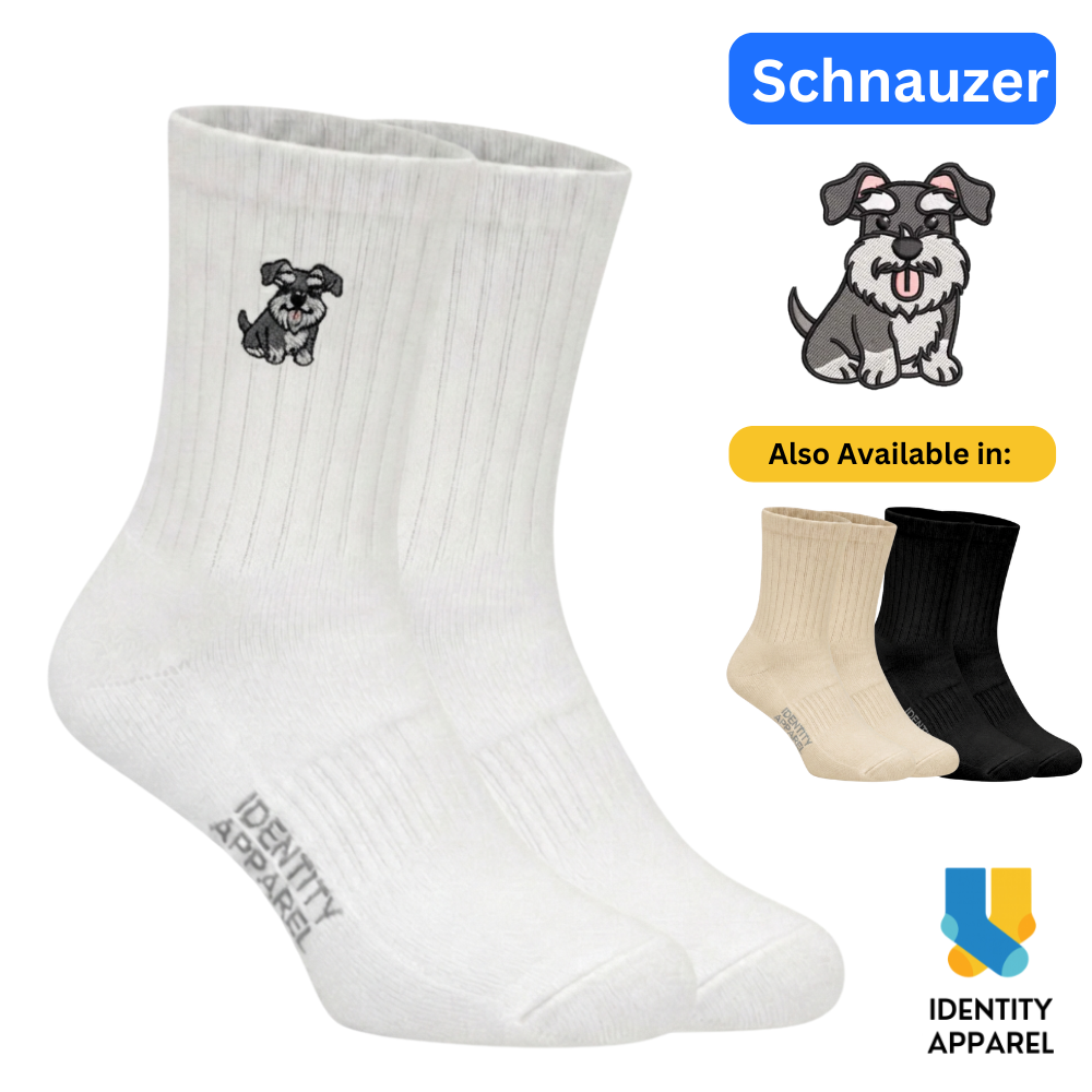 Schnauzer Embroidered Cotton Socks for Dog Lovers | Pup Culture Collection