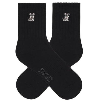 Schnauzer Embroidered Cotton Socks for Dog Lovers | Pup Culture Collection