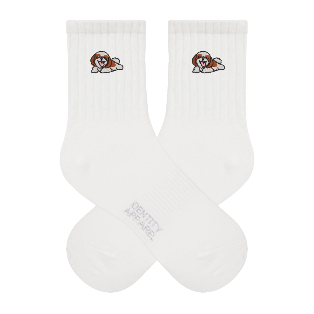 Shih Tzu Embroidered Cotton Socks for Dog Lovers | Pup Culture Collection