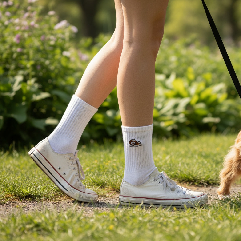 Shih Tzu Embroidered Cotton Socks for Dog Lovers | Pup Culture Collection
