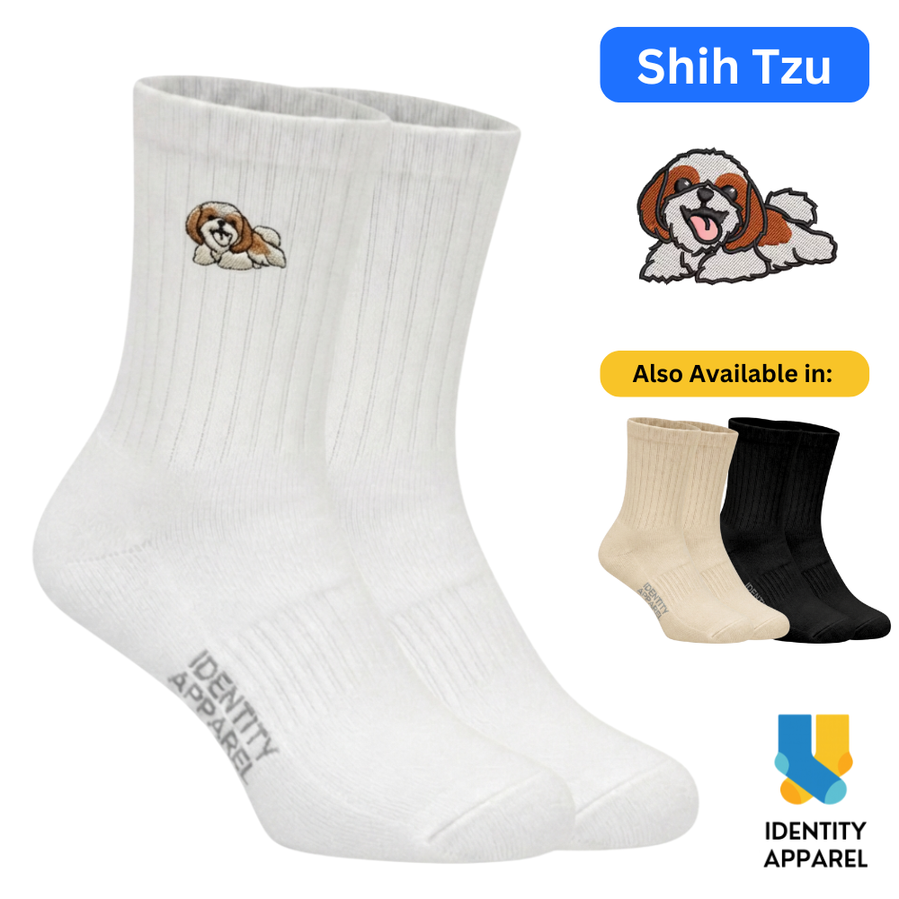 Shih Tzu Embroidered Cotton Socks for Dog Lovers | Pup Culture Collection