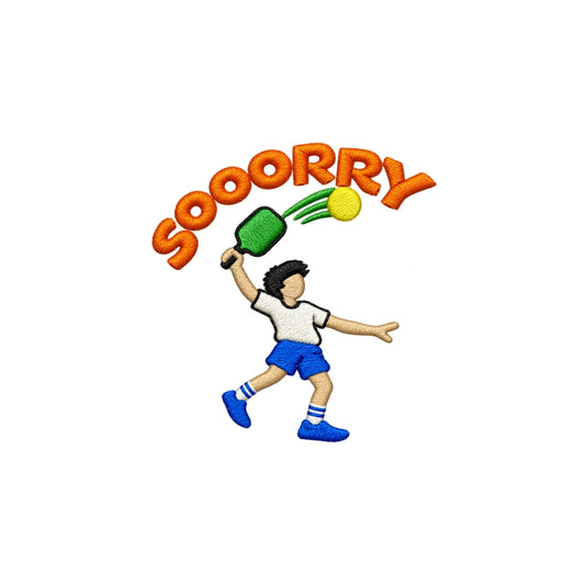 Sorry Boy embroidery design from the Dink Pa More pickleball collection by IDENTITY Apparel