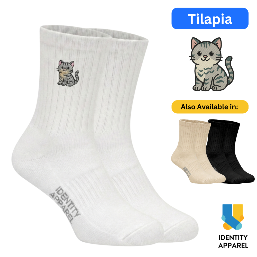 Purrfect Pair Cute Cats Embroidered Basic Cotton Socks with Arch Support
