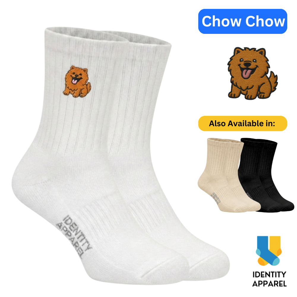 Pup Culture 3 Collection Dog Embroidered Basic Cotton Socks with Arch Support