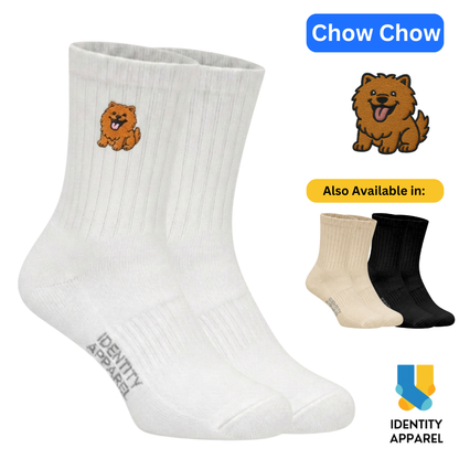 Pup Culture 3 Collection Dog Embroidered Basic Cotton Socks with Arch Support